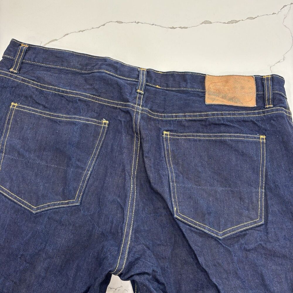 Flint And Tinder Selvedge Jeans Mens Size 40x33 Classic Fit Dark Blue Denim - Picture 6 of 6